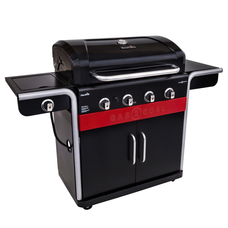 2-in-1 Charcoal and Gas Grill with Side Burner