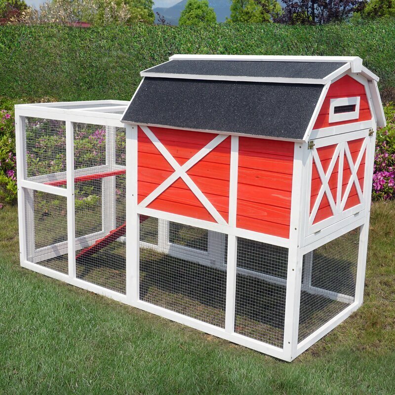 Charming barn style mobile chicken coop
