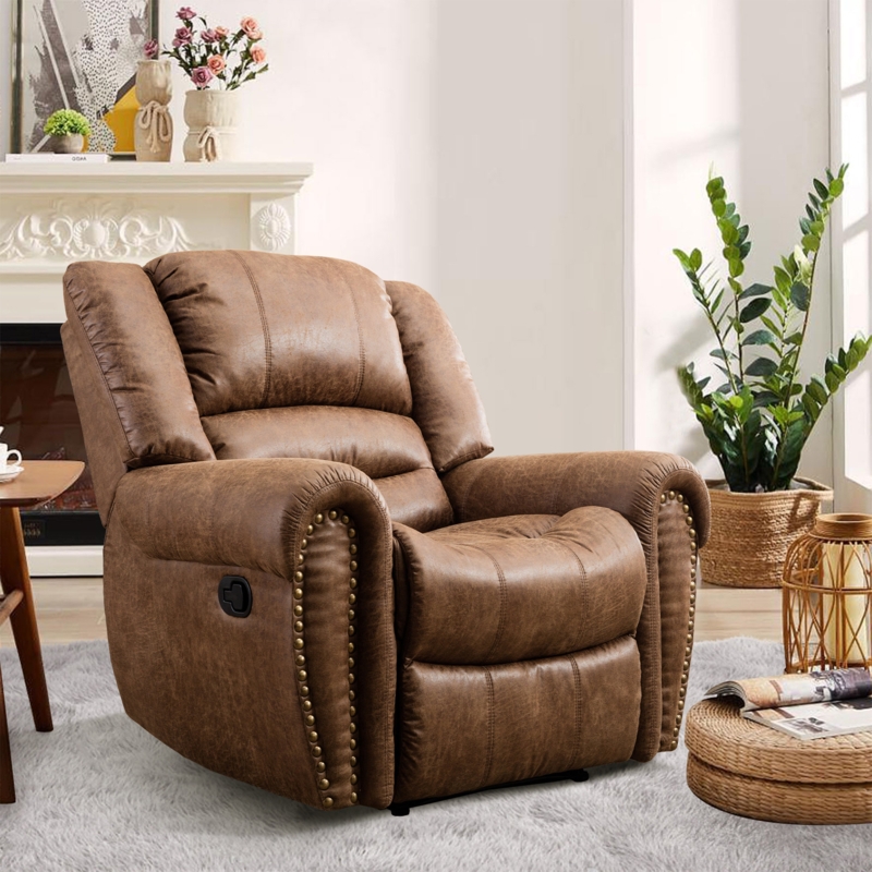 Classic Faux Leather Manual Recliner with Rivet