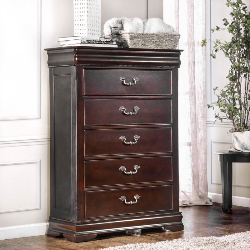 Sophisticated Cherry Wood Chest with Hidden Drawers