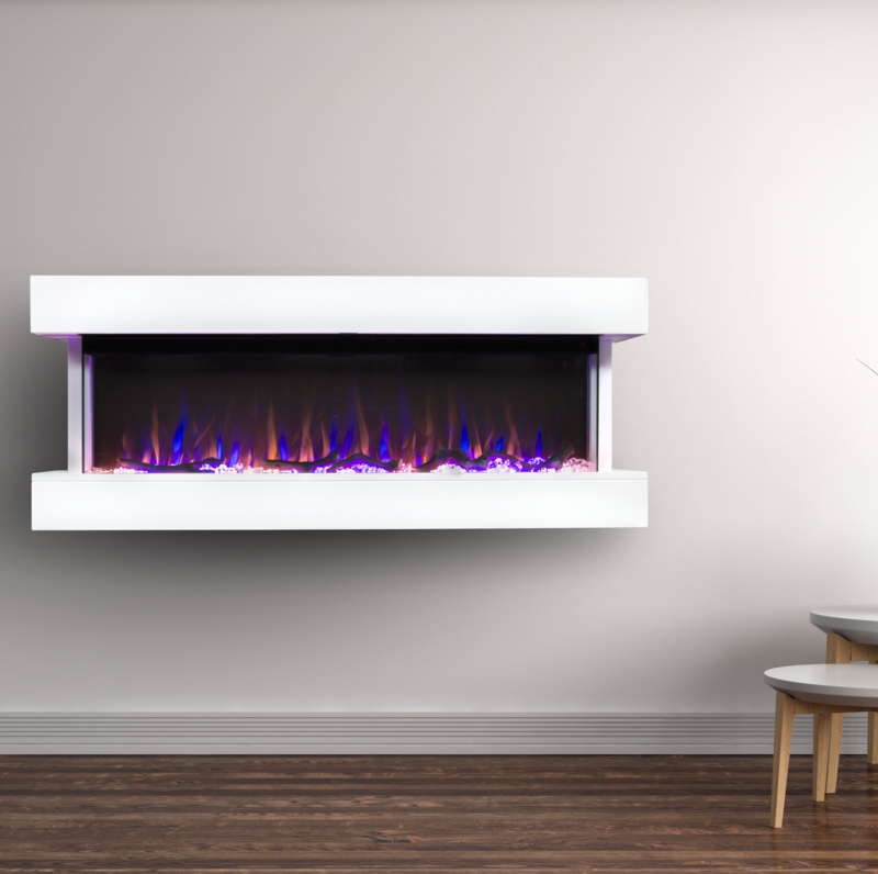 Smart Electric Fireplace with 3-Sided Mantle