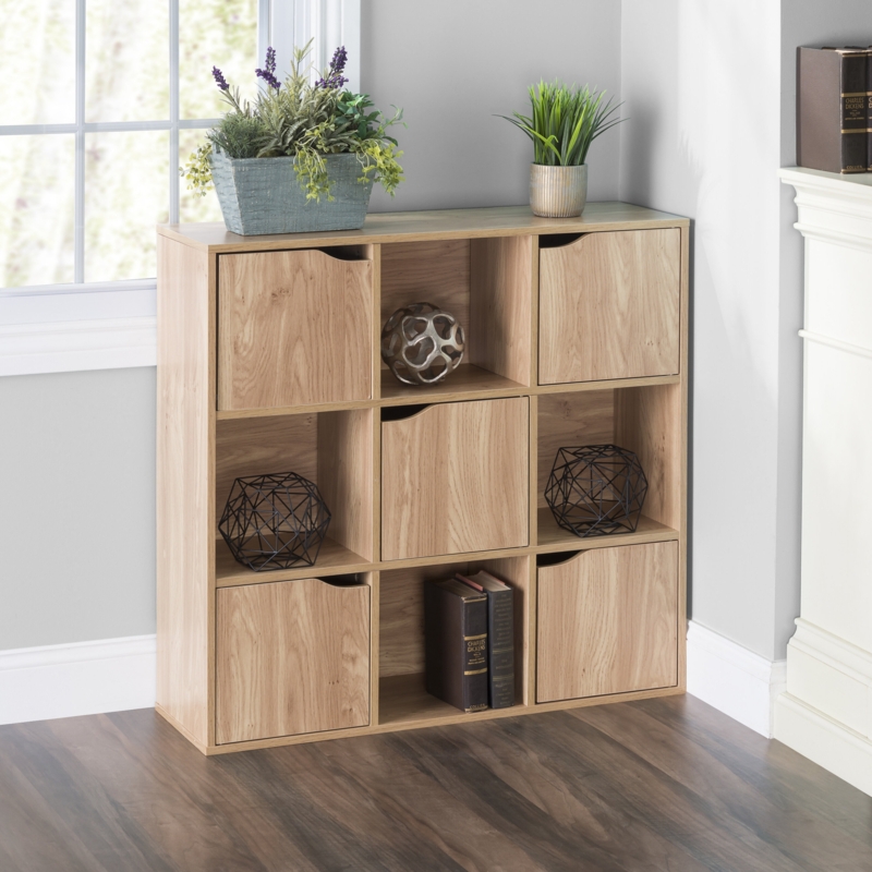 Versatile Storage Shelf with Open and Enclosed Cubbies