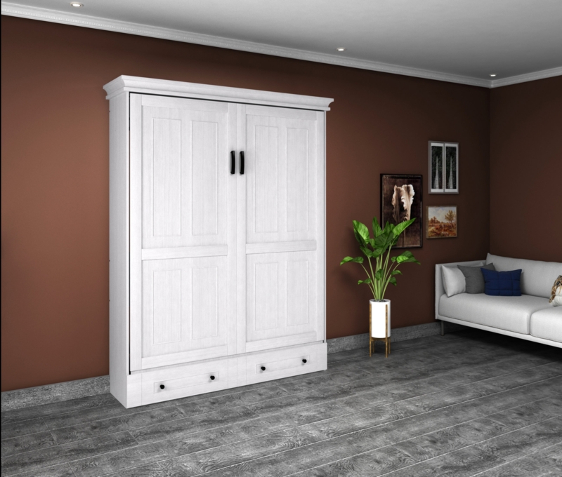 Oak Murphy Bed with Crown Molding