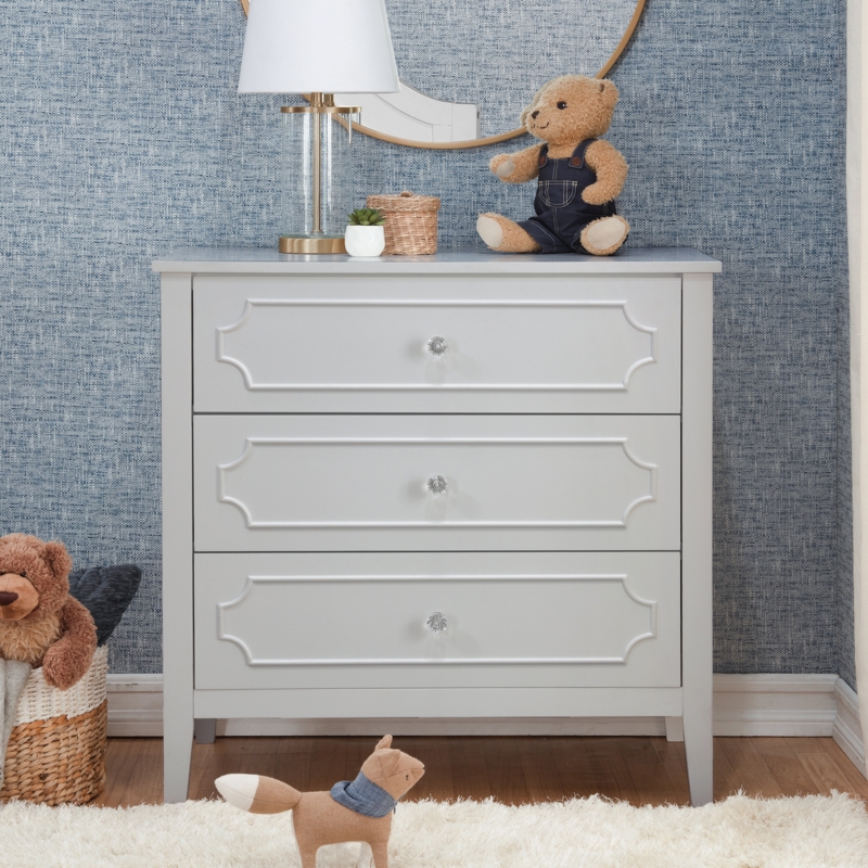 Regency Changing Table Dresser with Crystal Knobs