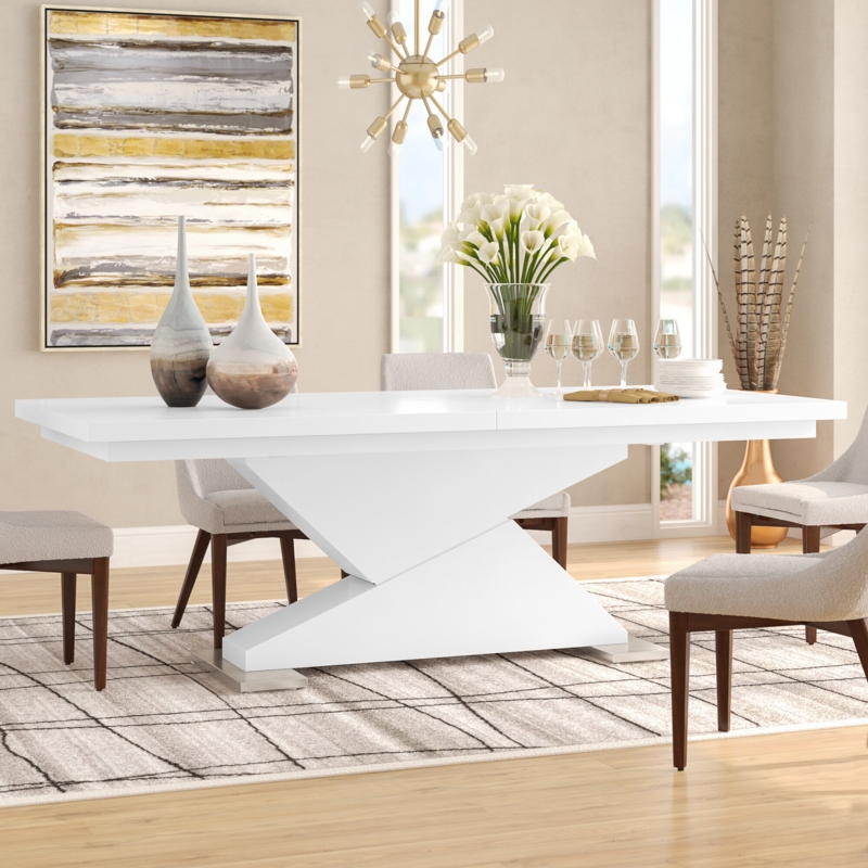 White "Z" Extendable Dining Table
