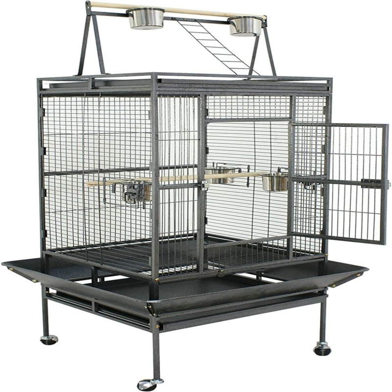 Sturdy Metal Bird Cage with Play Area