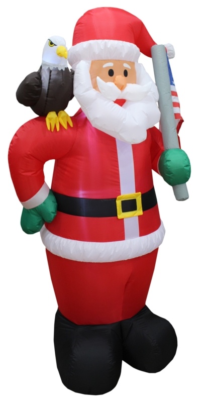 Christmas Patriotic Santa Claus with Eagle and American Flag Yard Inflatable