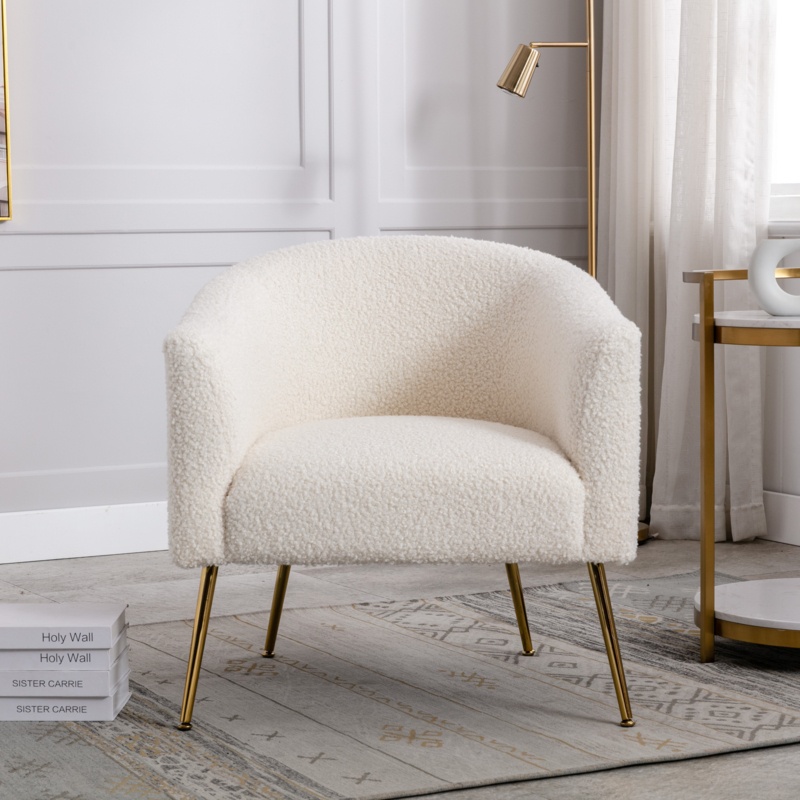White fuzzy accent chair discount