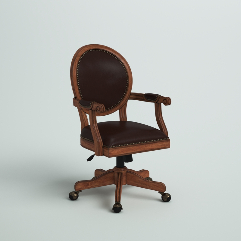 Upholstered Swivel Task Chair with King Louis XVI Back