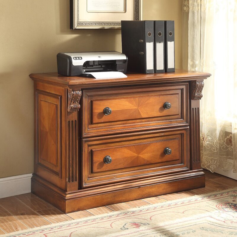 Classic wood 2 drawer file cabinet