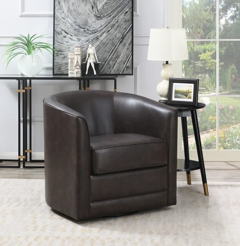 Classy, Small Scale Leather Swivel Armchair