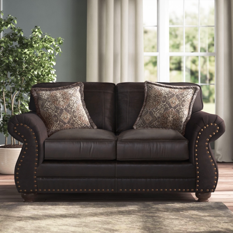 Luxury Leather Sofa with Tufted Back