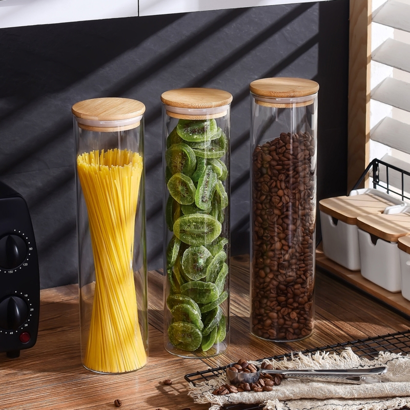 Glass Storage Jar Set with Bamboo Lids