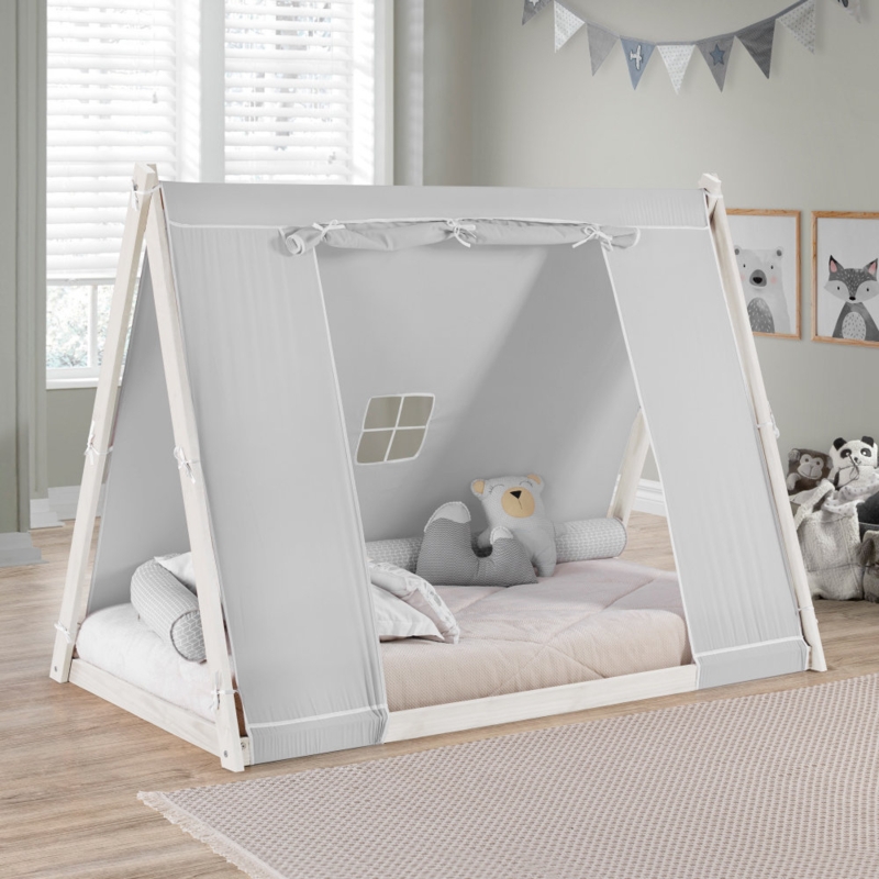 Twin Tent Bed in White and Grey