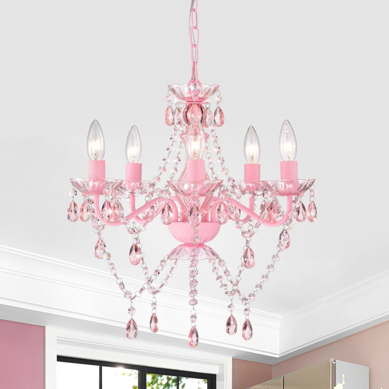 Acrylic Crystal Chandelier with Five Candelabra Lights