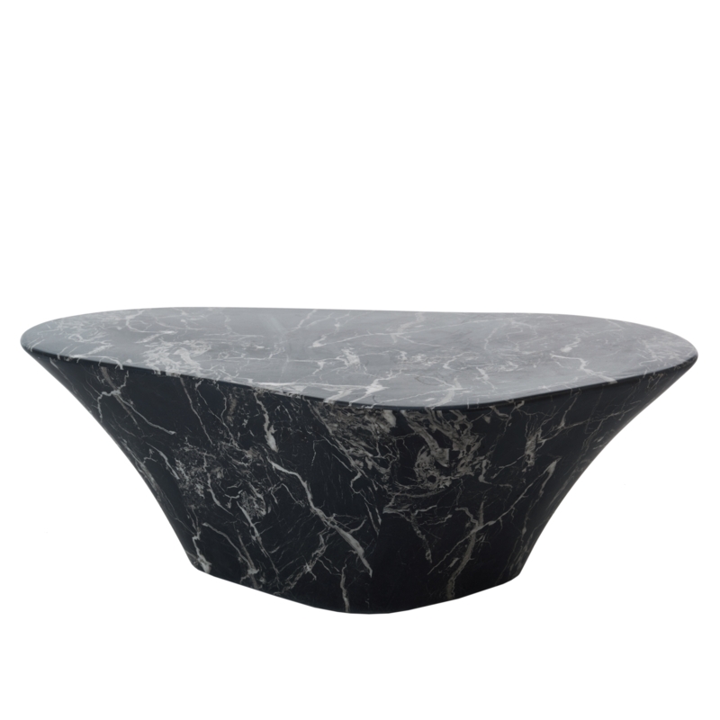 Black Faux Marble Oval Coffee Table