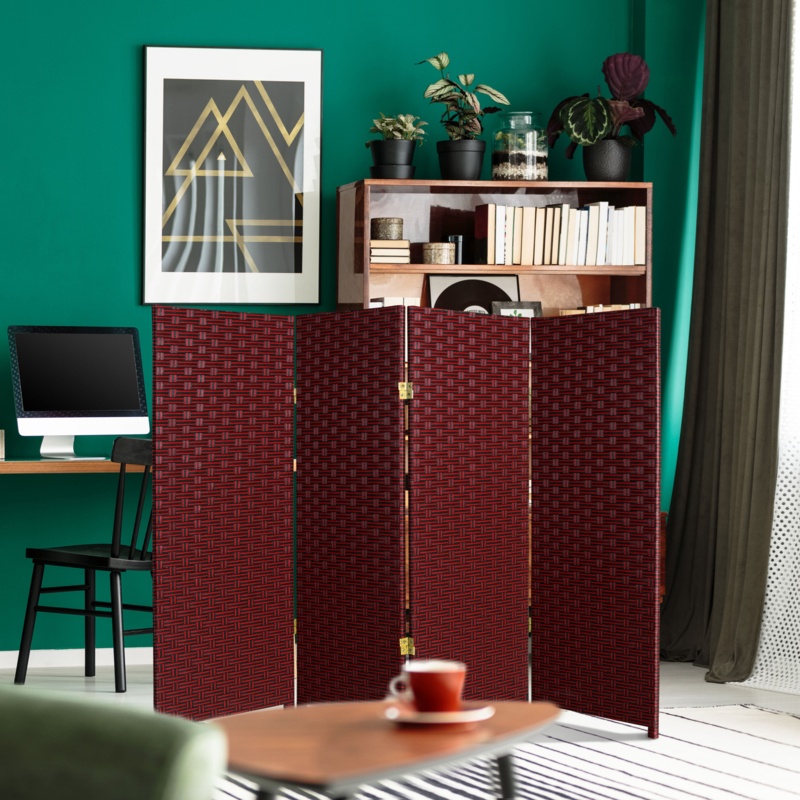 Colbey 64" W x 48" H - 4 Panel Short Woven Fiber Folding Screen