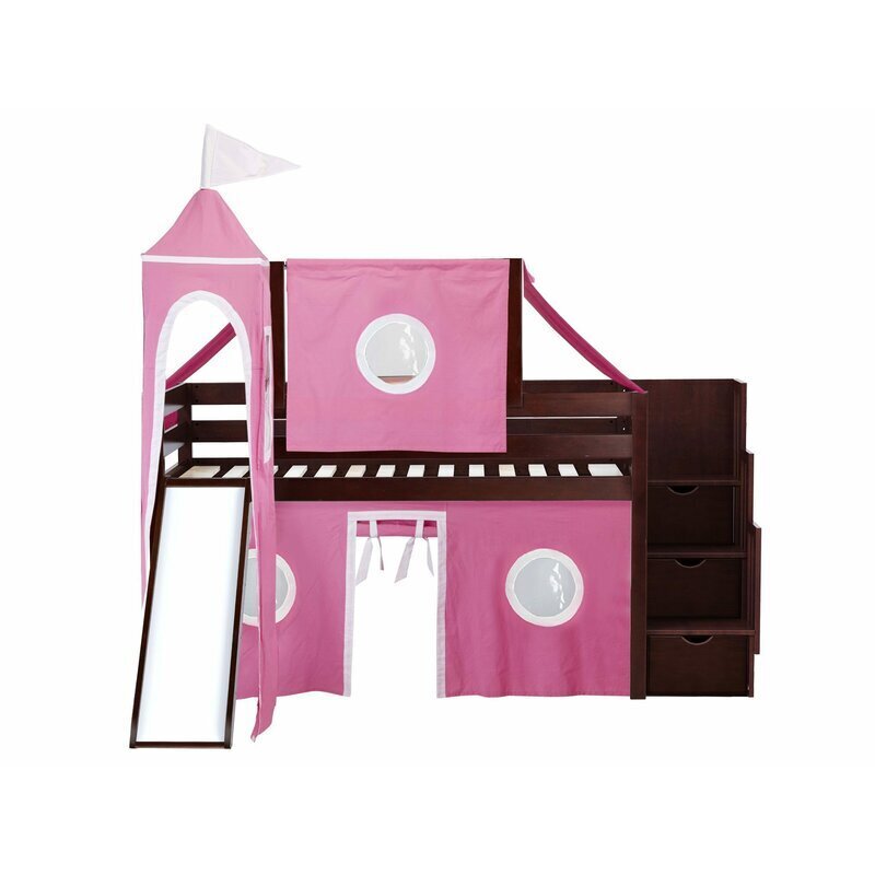 Colorful Canopy Princess Bunk Bed with Slide