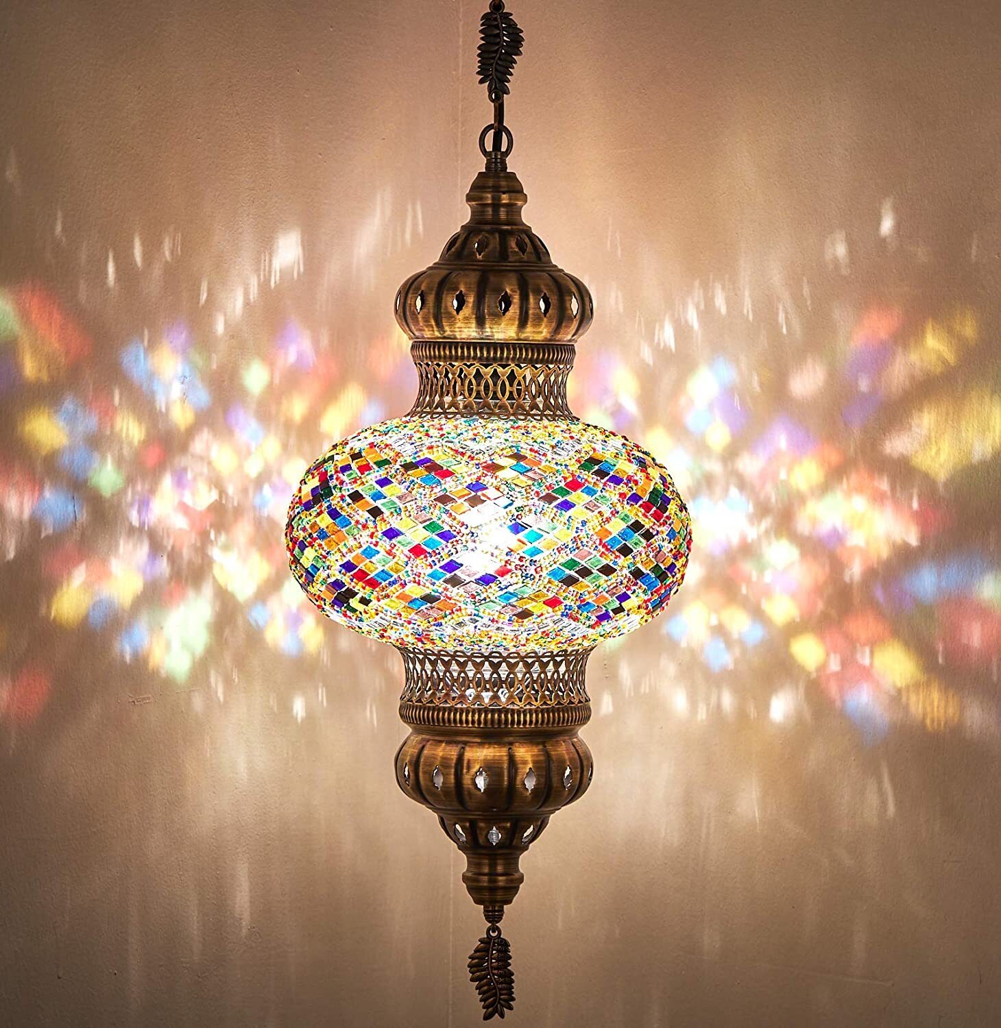 Colorful Glass Moroccan Hanging Lamp