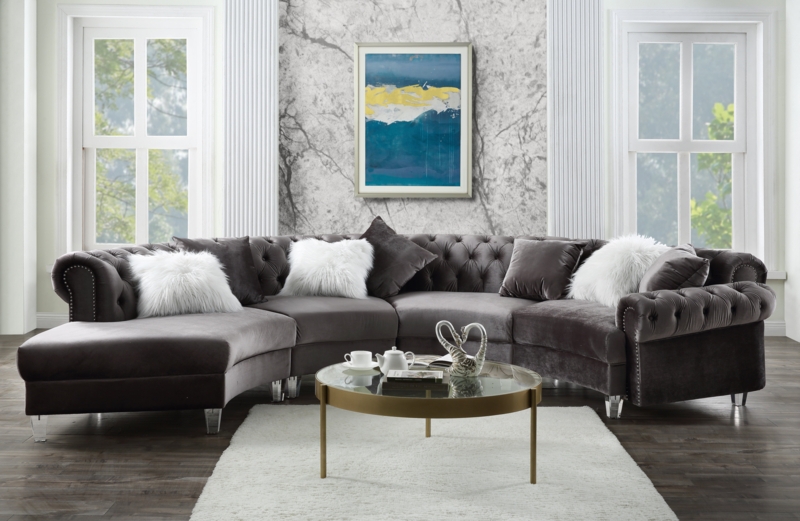 Stylish Sectional Sofa with Acrylic Legs