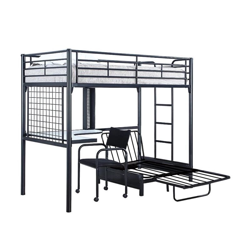 Compact bunk bed with futon