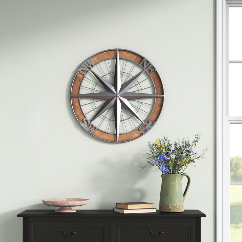 Blue Compass Wooden Wall Art Sold by at Home