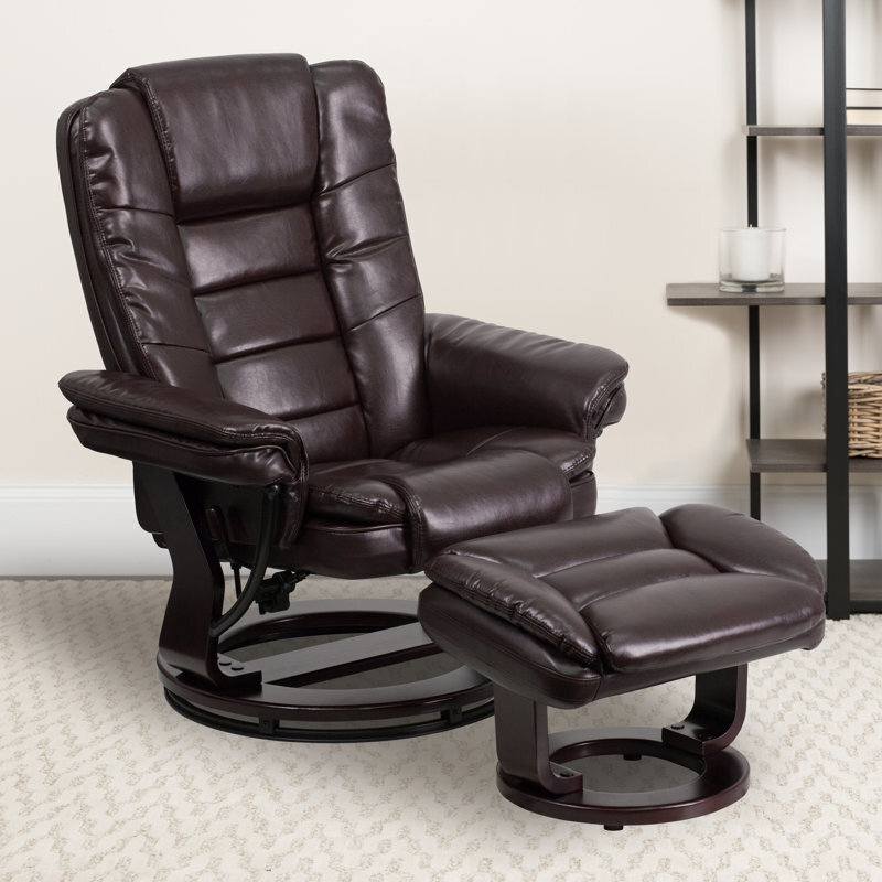 Contemporary Low Profile Recliner Chair With Ottoman