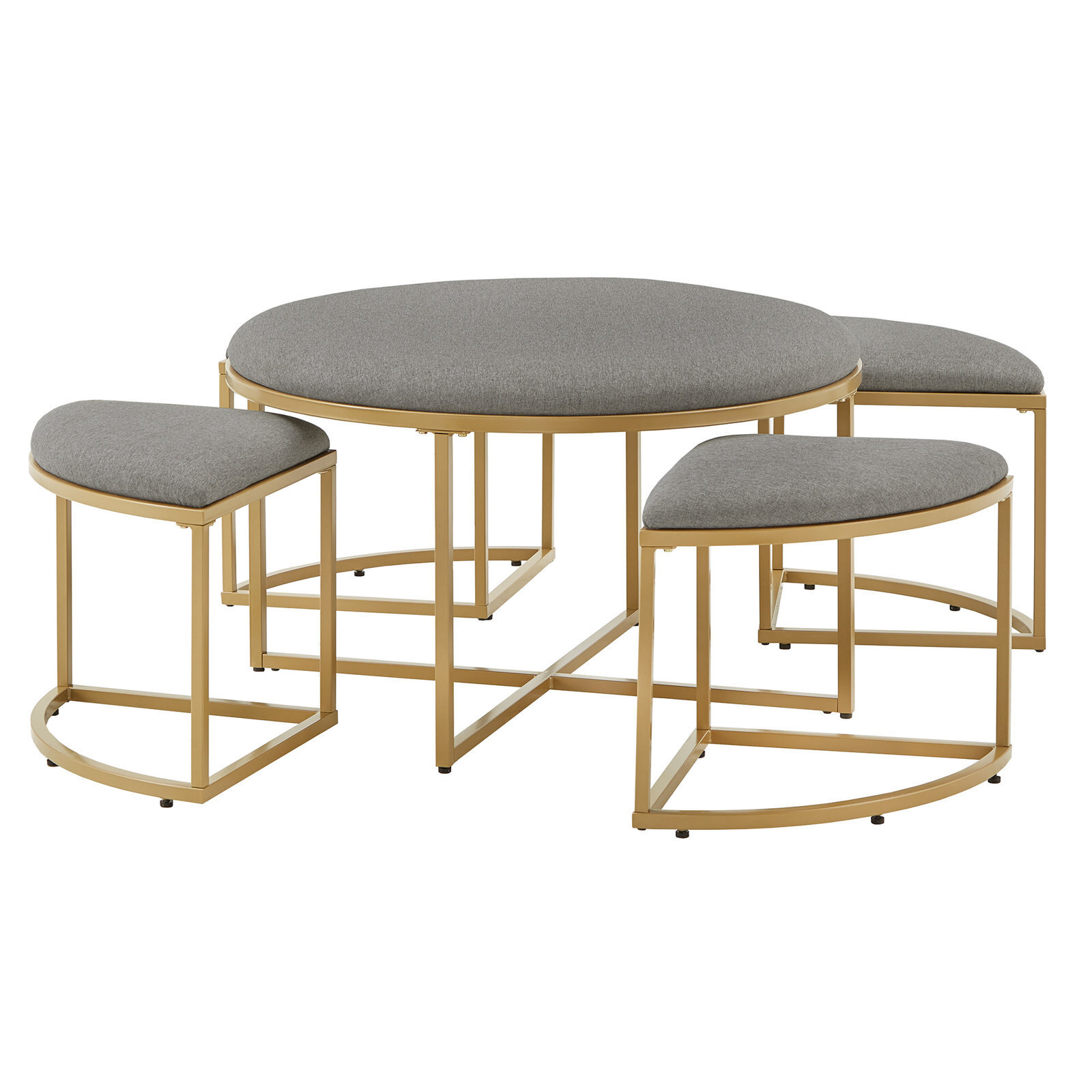 Contemporary Round Coffee Table With Stools