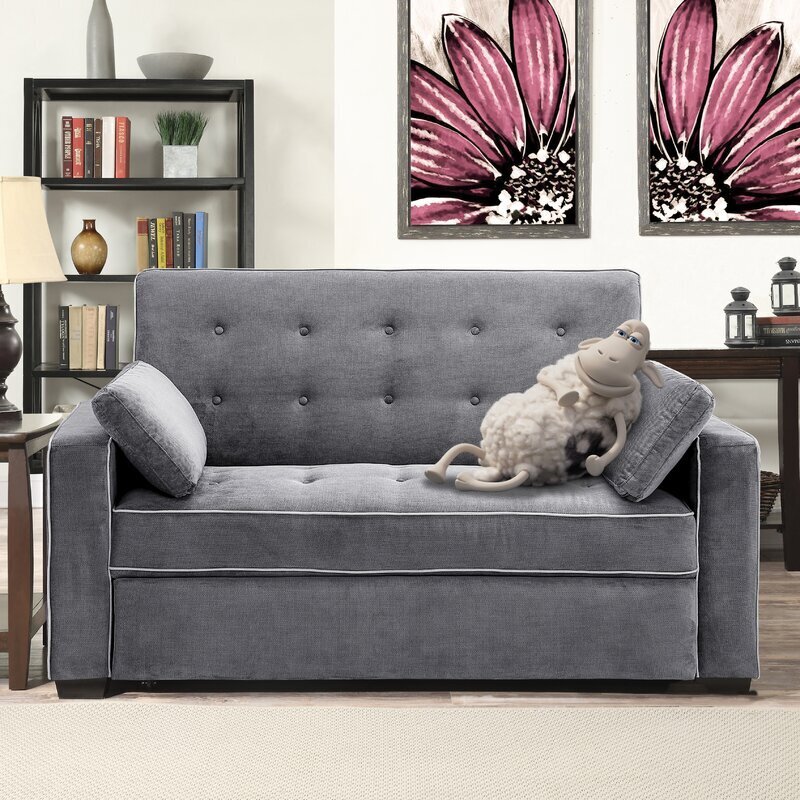 Convertible full size sleeper sofa with cushions