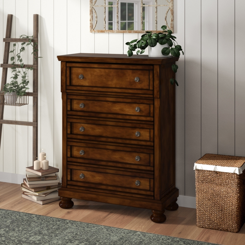 Five-Drawer Poplar Wood Dresser