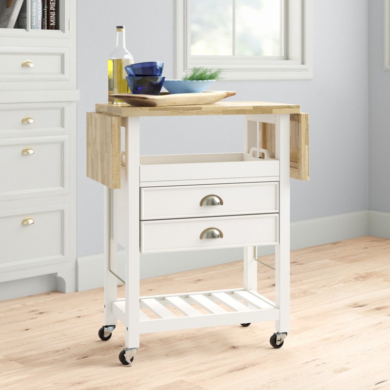 Kitchen Cart with Drop Leaf and Storage