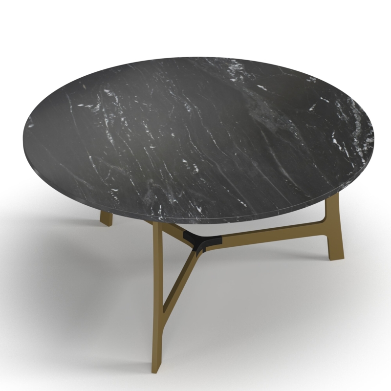 Round Marble Coffee Table with Brass Base