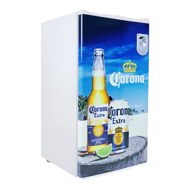 Corona 3.2 cu ft Compact Fridge with Bottle Opener, 90L Freestanding Mini Fridge, White