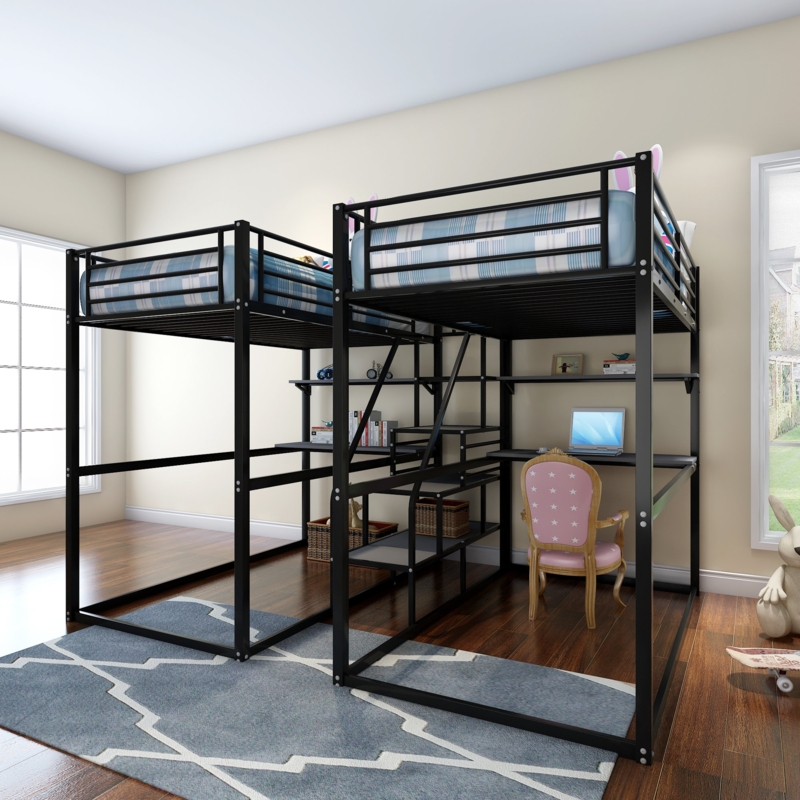 Four Beds in One Bunk Bed with Desks and Storage