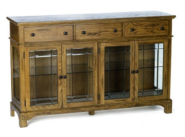 Country-Chic Oak Buffet with Glass Doors
