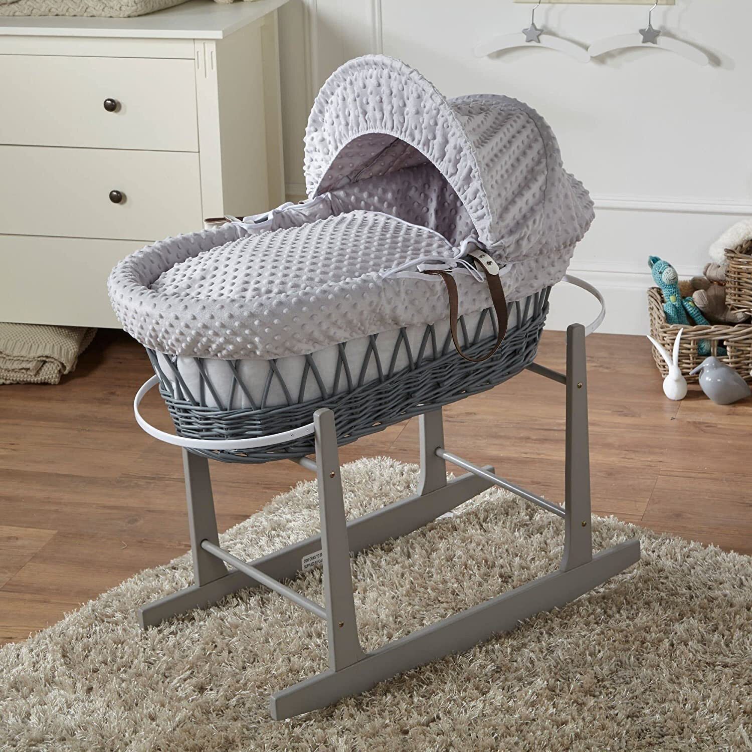 Cottage Style Wicker Bassinet with Stand