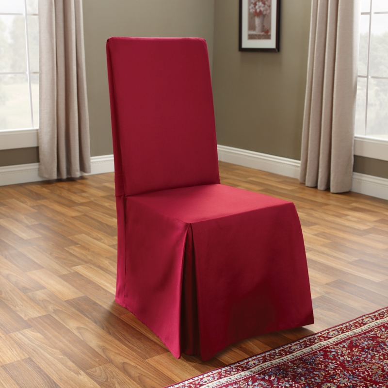 Cotton Duck Long Box Cushion Dining Chair Slipcover