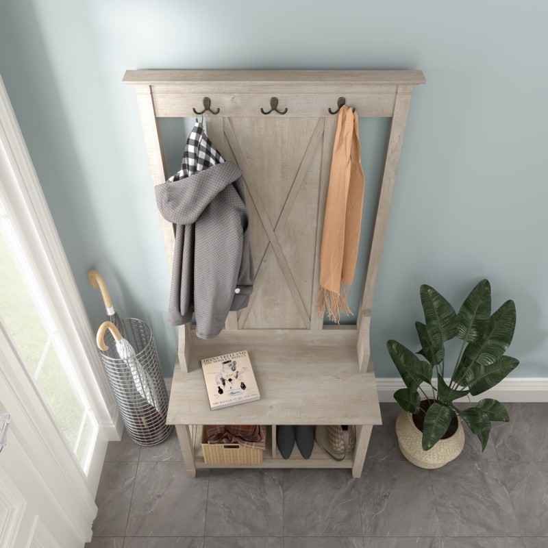 Cowdray 31.69'' Wide Hall Tree with Bench and Shoe Storage