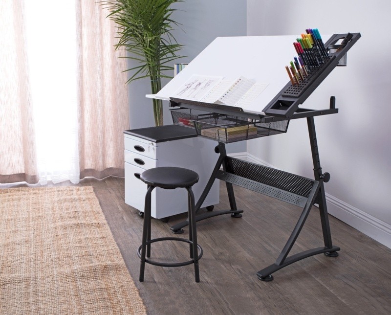 Crase Height Adjustable Drafting Table and Chair Set