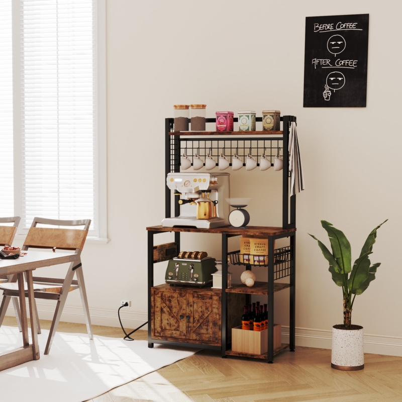 Coffee Station with Ample Storage and Hooks