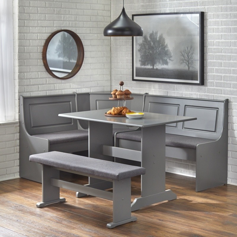 Creaser 5 - Person Pine Solid Wood Breakfast Nook Dining Set