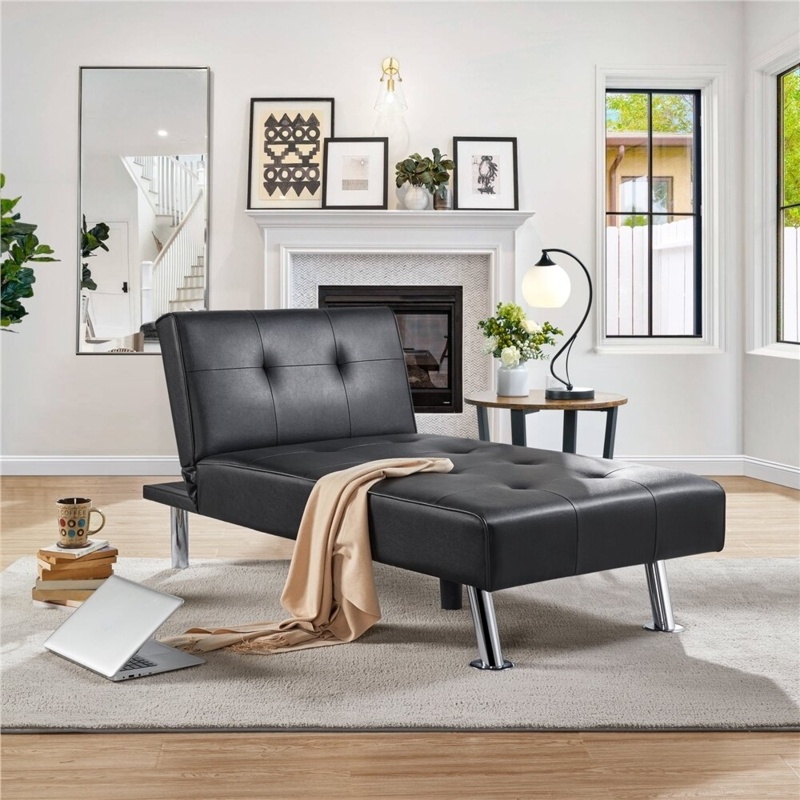 Black Leather Chaise Lounge Foter