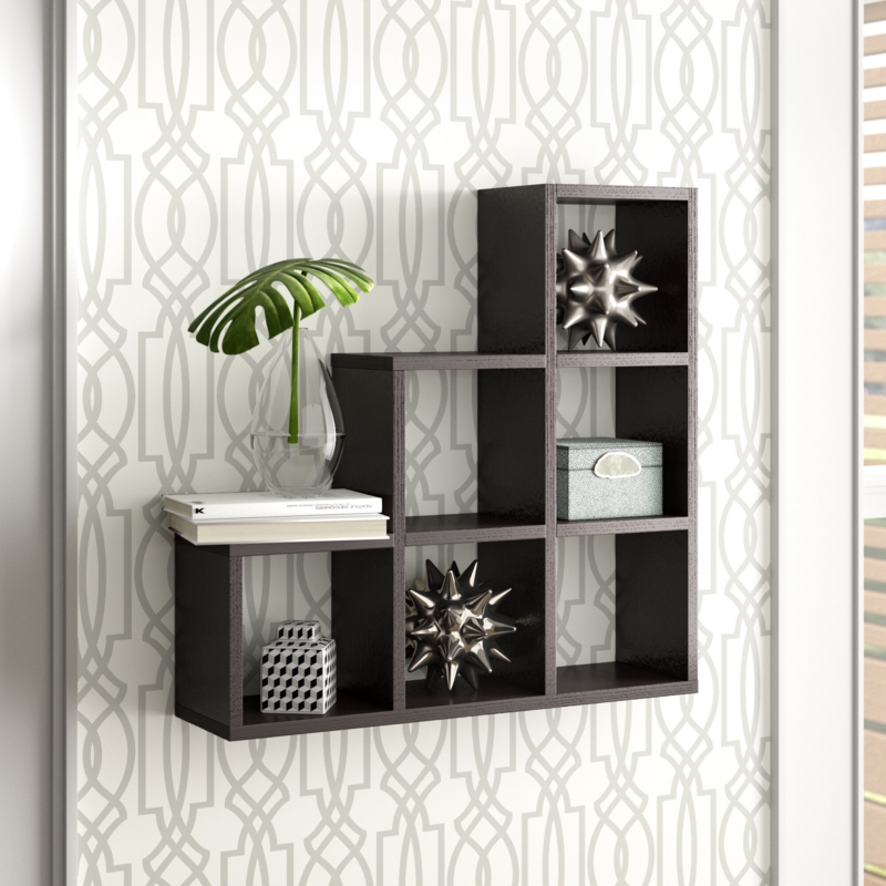 Wall-Mounted Cubby Shelf with Black Finish