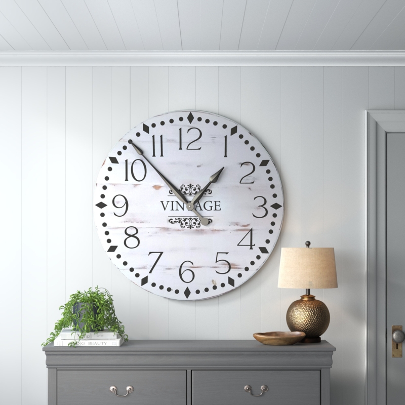 Oversized Distressed Cedar Wood Wall Clock