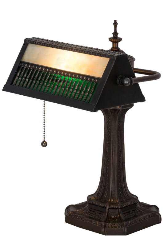 Gothic Mission-Styled Banker's Lamp