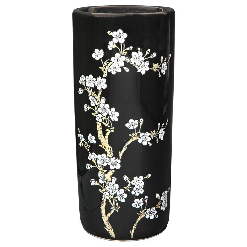 Cylindrical Glossy Black and White Umbrella Stand