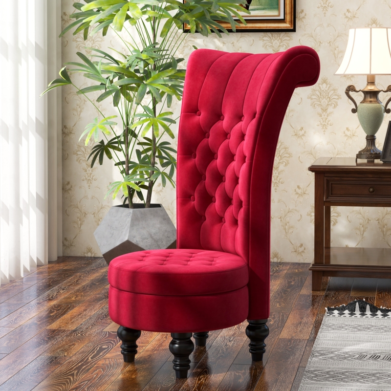 Royal High-Back Velveteen Tufted Chair