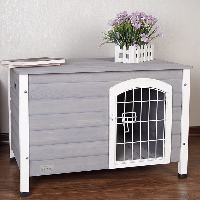 Wooden Indoor Dog House with Dual Kennels