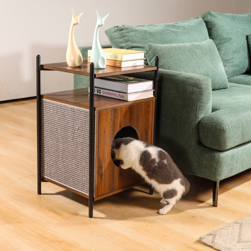 Pet-Friendly Side Table with Built-In Resting Place
