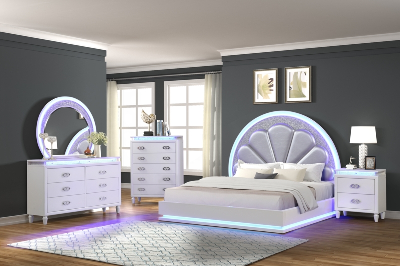 Luxurious LED Lit Bedroom Set